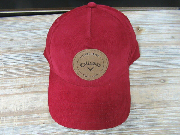 2019 CALLAWAY CARLSBAD RED CORDUROY ADJ PERFORMANCE GOLF CAP / HAT UPF 30+